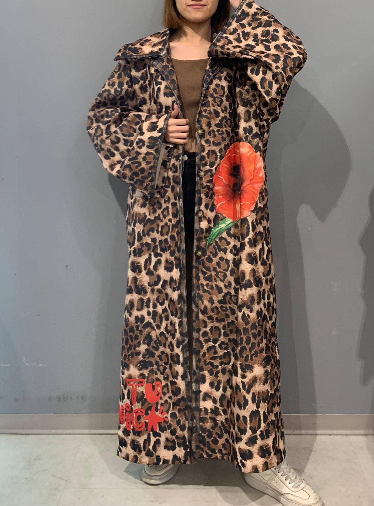 🌟 Leopard Printed Coat with Poppies 🌟