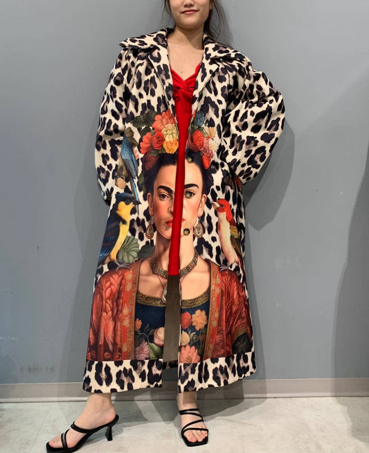 Art Meets Fashion: Frida Kahlo Leopard Print Coat