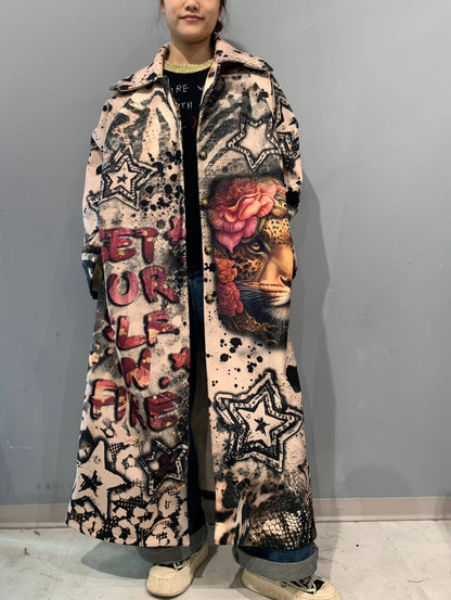 🐆 Printed Coat with Panther & Flowers 🌺