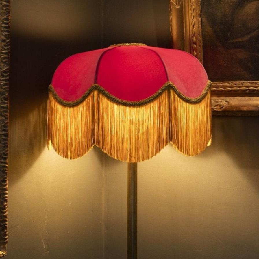 Raspberry Fringed Lampshade