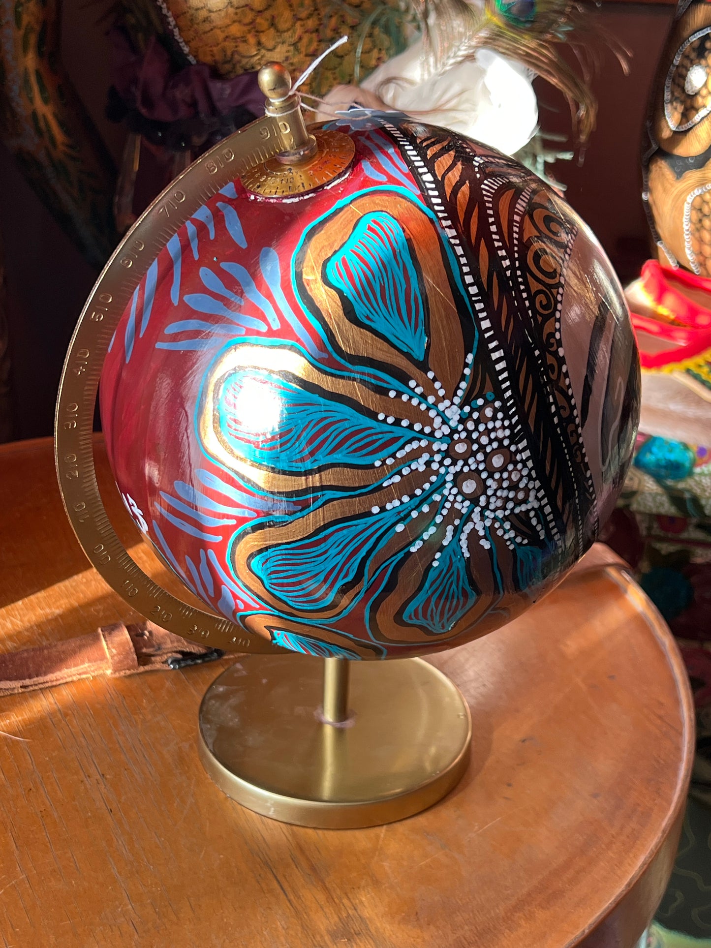 Original Hand-Painted Globe by Leyla Salm