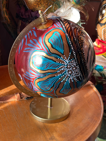 Original Hand-Painted Globe by Leyla Salm