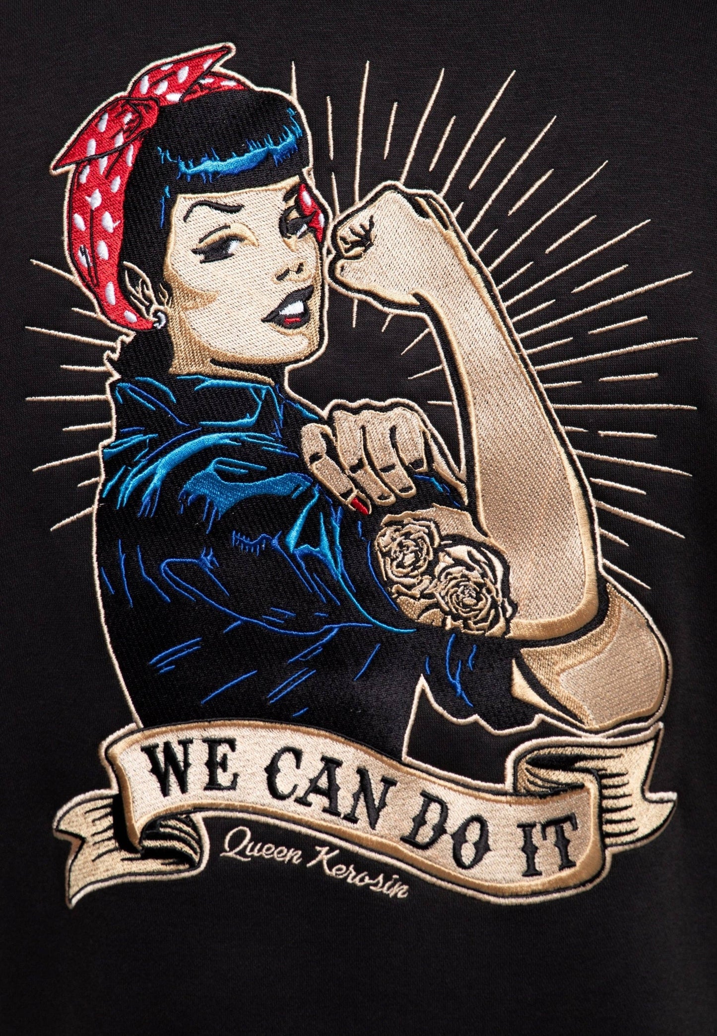 Queen Kerosin College Jacket – ‘We Can Do It!’ Empowerment in Vintage Varsity Style