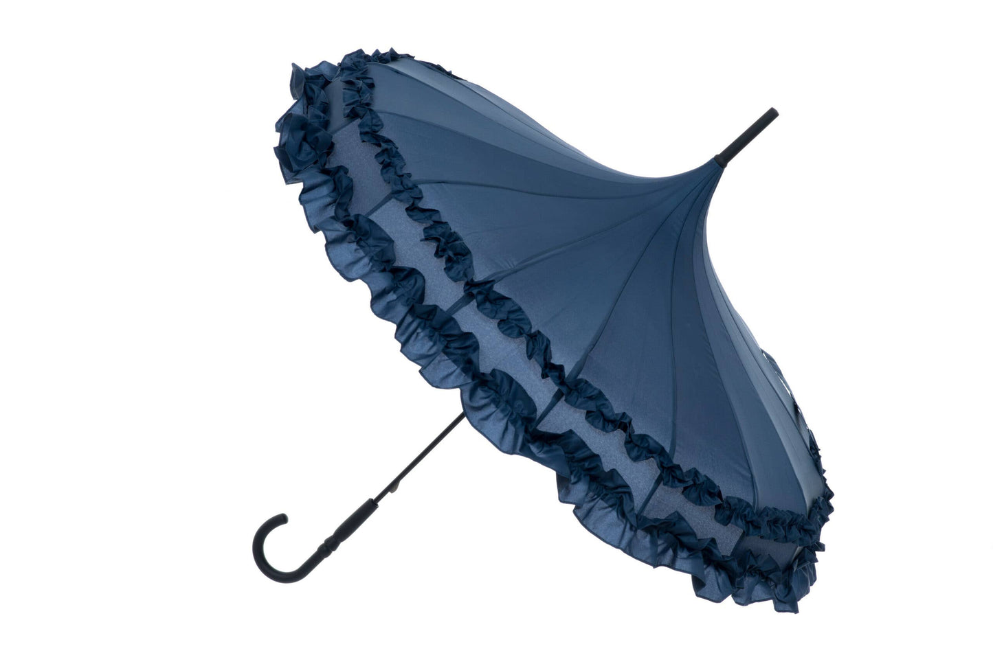 Soake Boutique Frilled Pagoda Umbrella in Navy: Elegance with a Touch of Charm