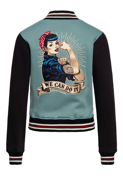 Queen Kerosin College Jacket – ‘We Can Do It!’ Empowerment in Vintage Varsity Style