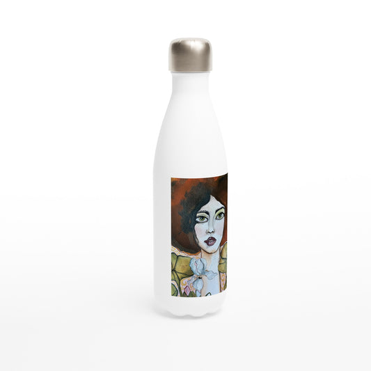 White 17oz Stainless Steel Water Bottle by Leyla Salm